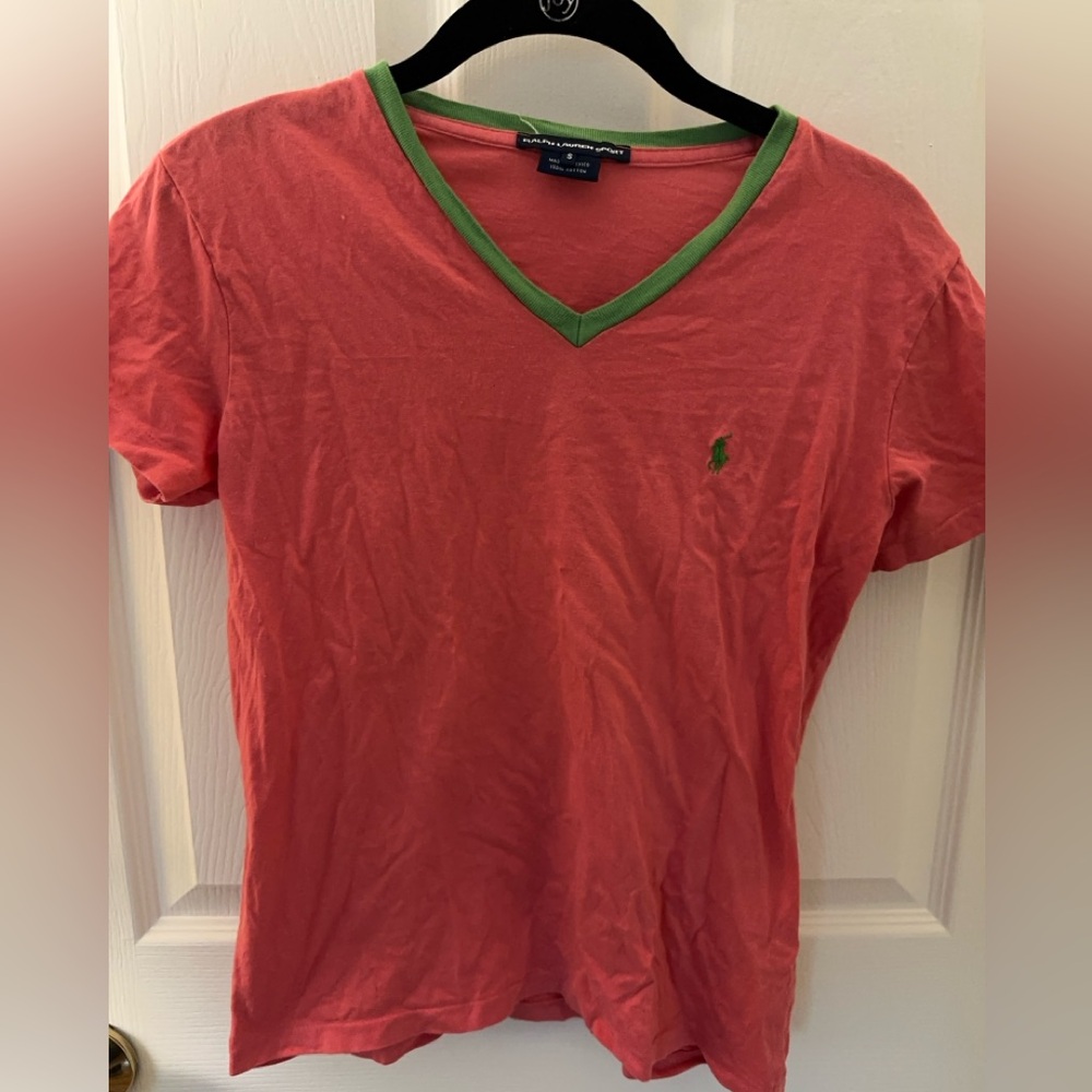Pink Ralph Lauren Sport basic vneck tee